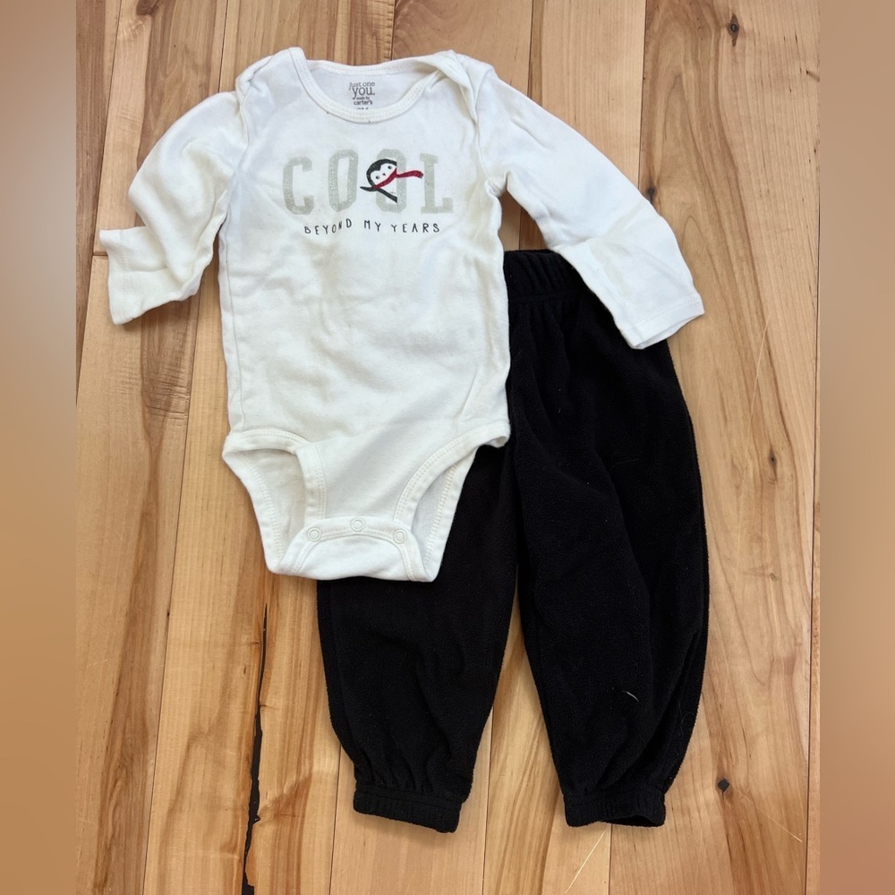 Carter's White Black Kids Matching Set Fleece
